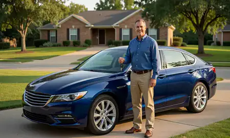 Car delivered to a driveway in Edmond, Oklahoma, United States