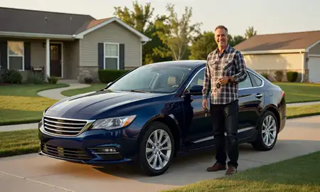 Car delivered to a driveway in El Reno, Oklahoma, United States