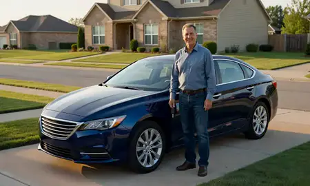 Car delivered to a driveway in Enid, Oklahoma, United States