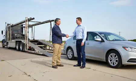 Vehicle owner beside their delivered car in Enid, Oklahoma, United States