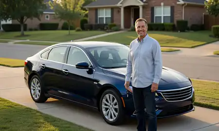 Car delivered to a driveway in Jenks, Oklahoma, United States