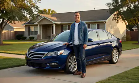 Customer with their delivered car in Lawton, Oklahoma, United States