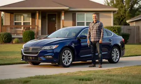 Car delivered to a driveway in Lawton, Oklahoma, United States