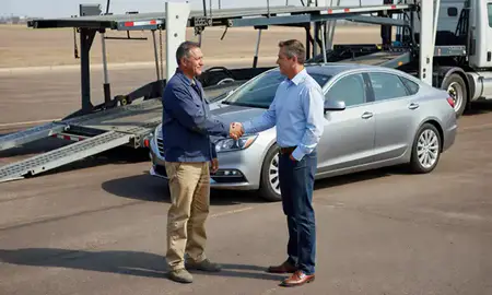 Vehicle owner beside their delivered car in Lawton, Oklahoma, United States