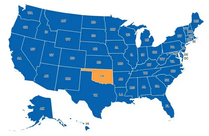 Map of Oklahoma, United States