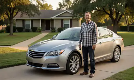 Car delivered to a driveway in McAlester, Oklahoma, United States
