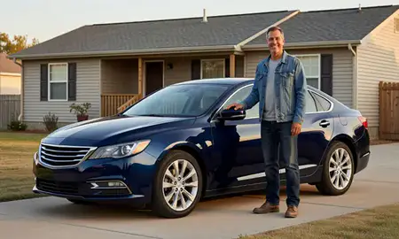 Customer with their delivered car in Midwest City, Oklahoma, United States