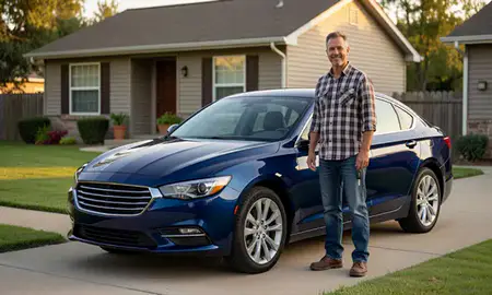 Car delivered to a driveway in Midwest City, Oklahoma, United States