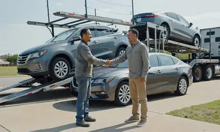 Vehicle owner beside their delivered car in Midwest City, Oklahoma, United States