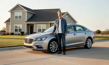 Customer with their delivered car in Moore, Oklahoma, United States
