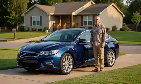 Car delivered to a driveway in Muskogee, Oklahoma, United States