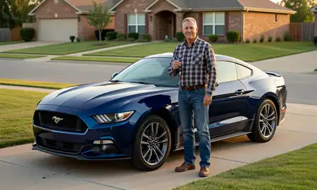 Car delivered to a driveway in Mustang, Oklahoma, United States