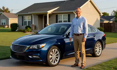 Car delivered to a driveway in Oklahoma City, Oklahoma, United States
