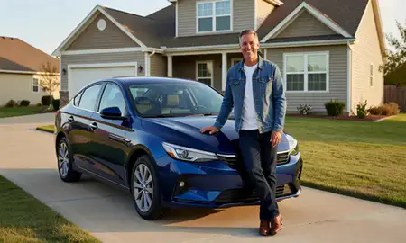 Customer with their delivered car in Owasso, Oklahoma, United States