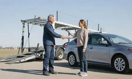 Vehicle owner beside their delivered car in Owasso, Oklahoma, United States