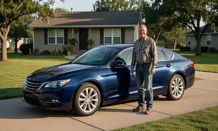 Car delivered to a driveway in Ponca City, Oklahoma, United States