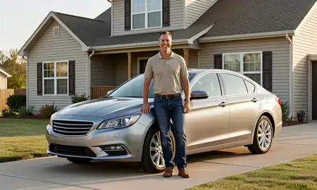 Customer with their delivered car in Sand Springs, Oklahoma, United States