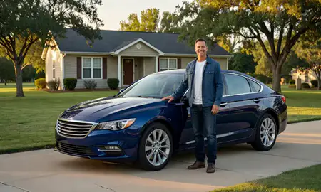 Customer with their delivered car in Sapulpa, Oklahoma, United States