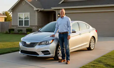 Customer with their delivered car in Shawnee, Oklahoma, United States