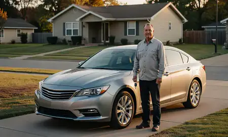 Car delivered to a driveway in Shawnee, Oklahoma, United States