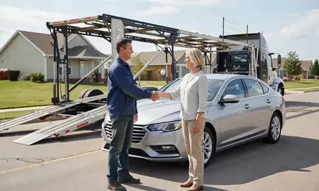 Vehicle owner beside their delivered car in Shawnee, Oklahoma, United States