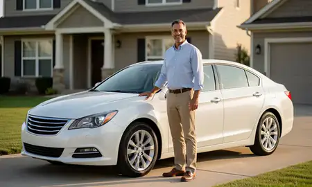 Customer with their delivered car in Stillwater, Oklahoma, United States