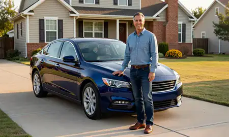 Customer with their delivered car in Tulsa, Oklahoma, United States