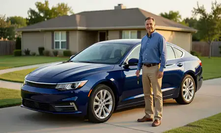 Car delivered to a driveway in Tulsa, Oklahoma, United States