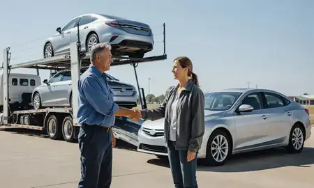 Vehicle owner beside their delivered car in Tulsa, Oklahoma, United States
