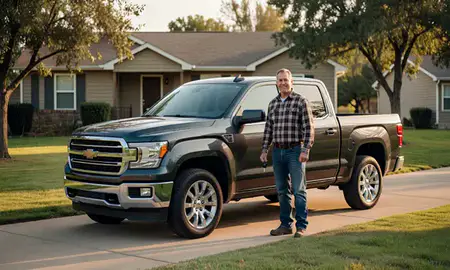 Car delivered to a driveway in Yukon, Oklahoma, United States