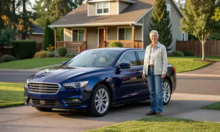 Car delivered to a driveway in Oregon, United States