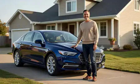 Customer with their delivered car in Albany, Oregon, United States