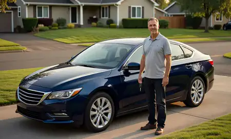 Car delivered to a driveway in Albany, Oregon, United States