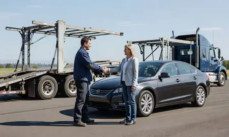 Vehicle owner beside their delivered car in Albany, Oregon, United States