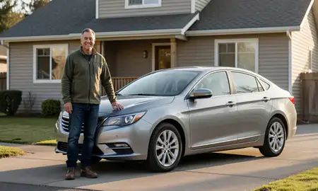 Customer with their delivered car in Aloha, Oregon, United States