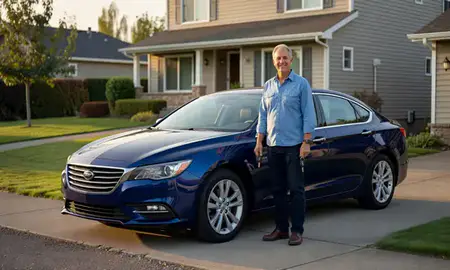 Car delivered to a driveway in Aloha, Oregon, United States