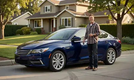 Car delivered to a driveway in Beaverton, Oregon, United States