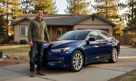Customer with their delivered car in Bend, Oregon, United States
