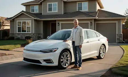 Customer with their delivered car in Bethany, Oregon, United States