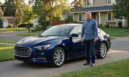 Car delivered to a driveway in Bethany, Oregon, United States