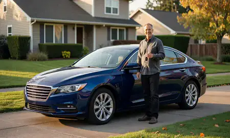 Car delivered to a driveway in Corvallis, Oregon, United States