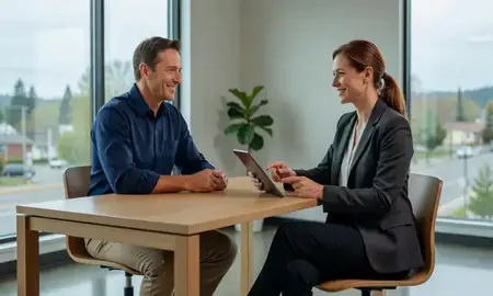 Customer discussing car shipping options in Corvallis, Oregon, United States