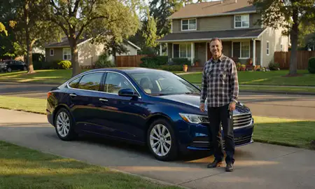 Car delivered to a driveway in Eugene, Oregon, United States