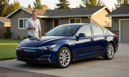 Car delivered to a driveway in Grants Pass, Oregon, United States