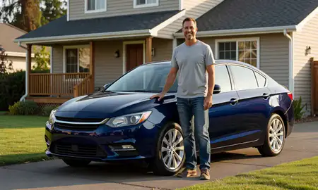 Customer with their delivered car in Gresham, Oregon, United States