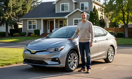 Customer with their delivered car in Happy Valley, Oregon, United States