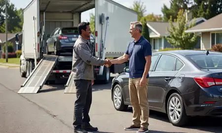 Vehicle owner beside their delivered car in Happy Valley, Oregon, United States
