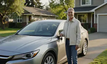 Car delivered to a driveway in Hillsboro, Oregon, United States