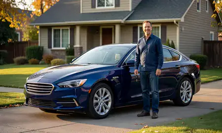 Car delivered to a driveway in Keizer, Oregon, United States