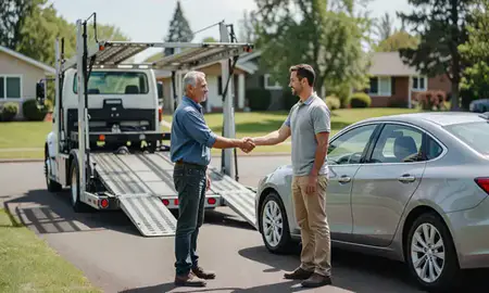 Vehicle owner beside their delivered car in Keizer, Oregon, United States